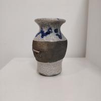 White Raku Vase by Paul  Berman
